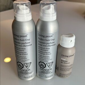 2 x Living Proof PHD Advanced Clean Dry Shampoo & 1 Instant Defrizzer
